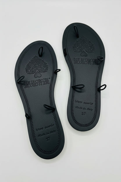 Suola in cuoio  Nero 5 ganci